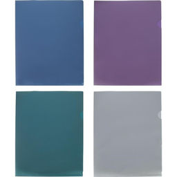 Набор папок уголков, А4, 200 мкм, 4 штуки, Calligrata TOP Mistral, цвет металлик микс, тиснение под кожу, непрозрачные