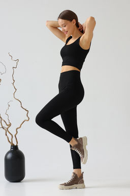 Лосины Легинсы из хлопка с лайкрой с высокой посадкой