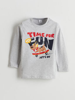 Beli Lastikli Bask?l? Erkek ?ocuk Pijama Tak?m