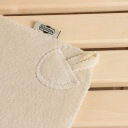 Набор для бани Белый без вышивки шапка, варежка, коврик в плёнке - Добропаровъ фото 3