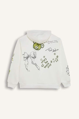 Толстый толстый свитшот с капюшоном и принтом на спине Cool Oversize, широкий крой - Defacto фото 9