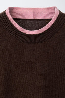 DOUBLE LAYER TRIM KNIT SWEATER - Zara фото 3