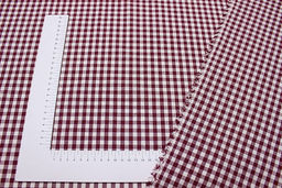 Пестрядь Клетка (6*6 мм) цв.бордово-вишневый, ш.1.45м, хлопок-100%, 130гр/м.кв - Купава фото 3