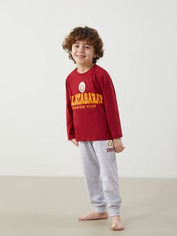 Bisiklet Yaka Galatasaray Bask?l? Erkek ?ocuk Pijama Tak?m?