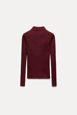 RIBBED POLO NECK T-SHIRT - Zara фото 18