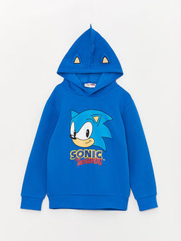 Sonic Bask?l? Uzun Kollu Erkek ?ocuk Hoodie