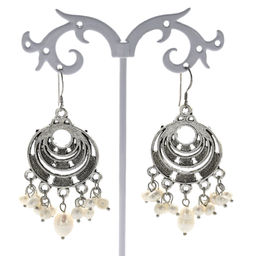 Серьги с жемчугом круг Винтажные, 11,5г