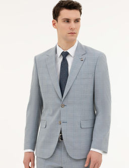 A__k Mavi Slim Fit Tak_m Elbise