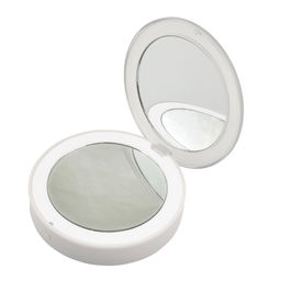 ULK-F70 2AAA WHITE Зеркало карманное с подсветкой (1Х+2Х). На батарейках 2AАА (не в/к). Белый. ТМ Uniel