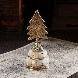 Колокольчик «Ёлка», 6.5×6.5×14 см, латунь, перламутр
