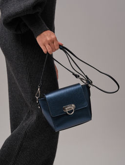 Сумка кожаная через плечо Azaro 3520 синий металлик