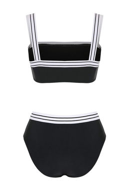 Siyah-Beyaz Bask?l? Balconette Brief Yuksek Bel Kaps?z Bikini Tak?m? TBESS26BT00204 - Trendyolmilla фото 2