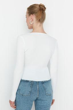 Ekru Kruvaze Buzgu Detayl? Triko Kazak TWOAW23KZ00828 - Trendyolmilla фото 5