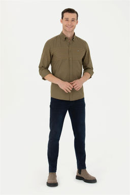 Мужская рубашка цвета хаки с длинным рукавом - U.s. polo assn фото 11