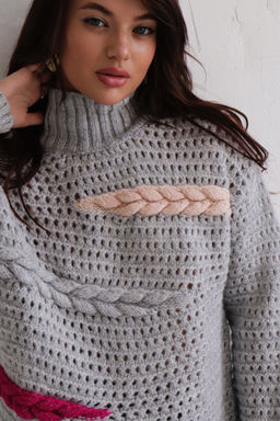 Martichelli Свитер светло-серый с перьями  фото 15