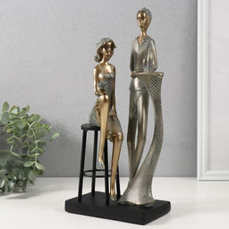 Фигурка полистоун Парочка за столиком - свидание, бронза с патиной, 14.5?9?31.5 см