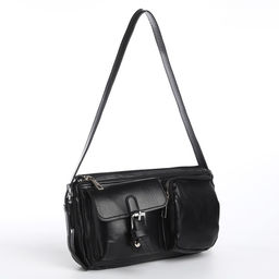 Сумка женская с карманами кожзам, черная