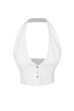 TRENDYOLMILLA Ekru Crop Dokuma Dugun/Nikah Yelek TPRSS23YE00000  фото 8