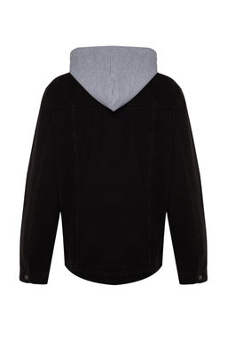 TRENDYOL MAN Siyah %100 Pamuk Regular Fit Orme Kapusonlu Denim Ceket TMNAW23CE00019 - Trendyolmilla фото 8