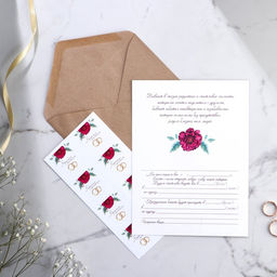 Цена за 8 шт. Приглашение на свадьбу в крафтовом конверте Марсала - Долго и счастливо фото 3