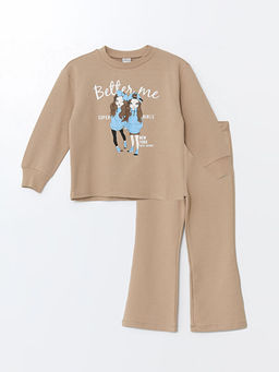 Bisiklet Yaka K?z ?ocuk Sweatshirt ve E?ofman Alt?