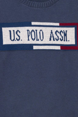 U. S. Polo Assn / Трикотажный свитер антрацитового меланжевого цвета для мальчика с круглым вырезом - U.s. polo assn фото 3