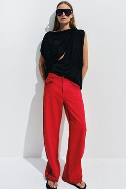 JEANS ZW COLLECTION WIDE LEG TIRO BAJO / Rojo - Zara фото 9