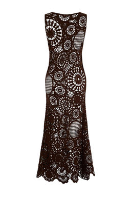 Koyu Kahverengi Triko Maxi Plaj Elbisesi TBESS26EL00042