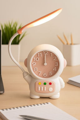 Часы-будильник со светильником Cheerful cosmonaut, pink (14,5х11,5 см)