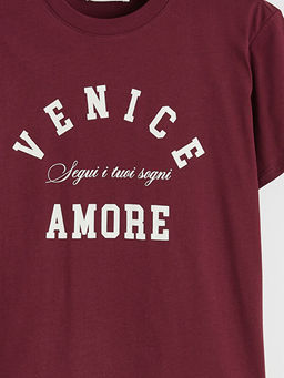 Bisiklet Yaka Venice Bask?l? Kad?n Ti??rt