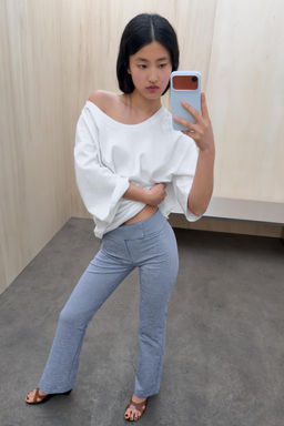 PANTAL?N FLARE VICHY / Marino / Blanco - Zara фото 5