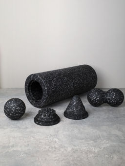 Набор массажный для МФР 5в1 / Ролик 37Х15 / мяч 8см /двойной мяч 16Х8 / массажный конус 9.8Х8 / массажная полусфера 9.8Х4.5 / Black+ Gray /уп 12 - Галеонтрейд фото 9