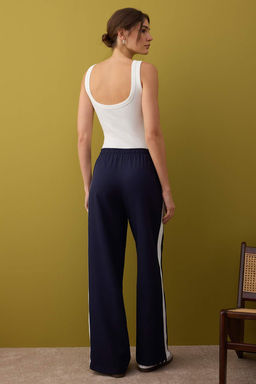 Lacivert Beli Lastikli Wide Leg/Genis Paca Yan? Seritli Pantolon TWOAW26PL00042 - Trendyolmilla фото 4