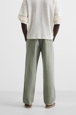 COTTON - LINEN TROUSERS - Zara фото 3