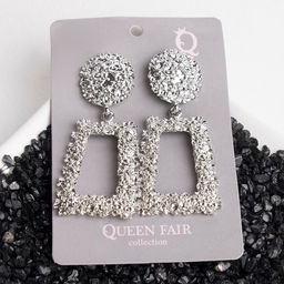 Серьги металл Эстетика трапеция, цвет серебро - Queen fair фото 2