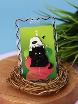 Футляр для карт на ленте ПО ПЛАНУ. "Сat under the bucket", transparent