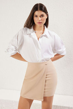 TRENDYOLMILLA Camel Kruvaze Kapama Mini Boy Dokuma Etek TWOAW25ET00070  фото 2