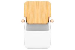 Банка для сыпучих продуктов 850 мл 14*12*11 см Белая + откидная бамбук.крышка, керамика - Elan gallery фото 6