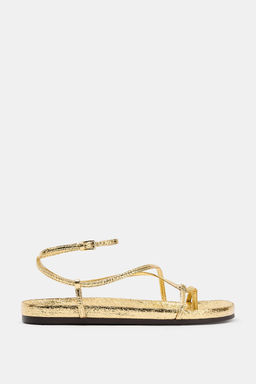 SANDALIA PLANA EFECTO METALIZADO / Oro - Zara фото 2