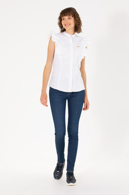 Женская белая рубашка с коротким рукавом - U.s. polo assn фото 3