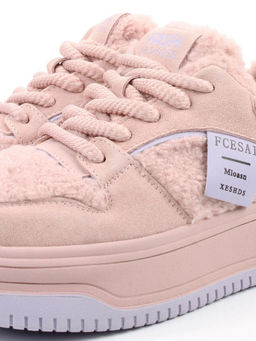 04-P124-2C PINK Кроссовки демисезонные женские (натуральная замша, искусственный мех)