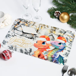 Салфетка новогодняя на стол С Новым Годом! 2024 год, символ года, дом - Дарим красиво фото 2