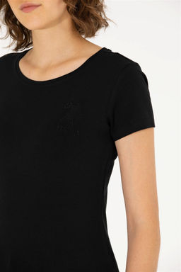 Женская черная базовая футболка с круглым вырезом Неожиданная скидка в корзине - U.s. polo assn фото 7