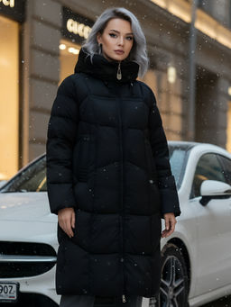 Пальто зимнее Visdeer 7702Ch женское утепленное 240 г/м² черное  фото 19