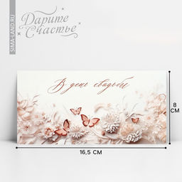 Цена за 10 шт. Конверт для денег «В день свадьбы», 16.5×8 см