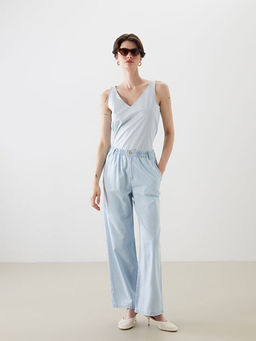 Beli Lastikli Straight Fit Kad?n Jean Pantolon