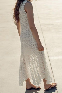 VESTIDO LARGO ENCAJE / Blanco roto - Zara фото 3