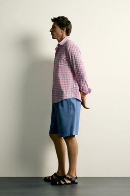 CAMISA RELAXED FIT CUADROS / Rosa - Zara фото 4