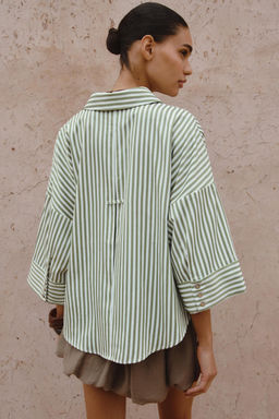 STRIPED SHIRT WITH TURN-UP SLEEVES - Zara фото 12