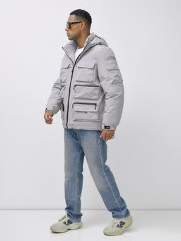 Куртка спортивная мужская зимняя с капюшоном светло-серого цвета 3222SS - Wonderrman фото 3